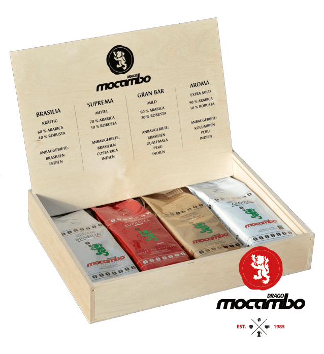Mocambo Kaffee Genuss Box mit 4x250g Bohnen