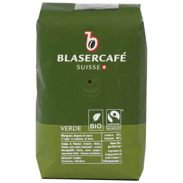 Blasercafé Verde Bio Faitrade Espresso Kaffee Bohnen 250g